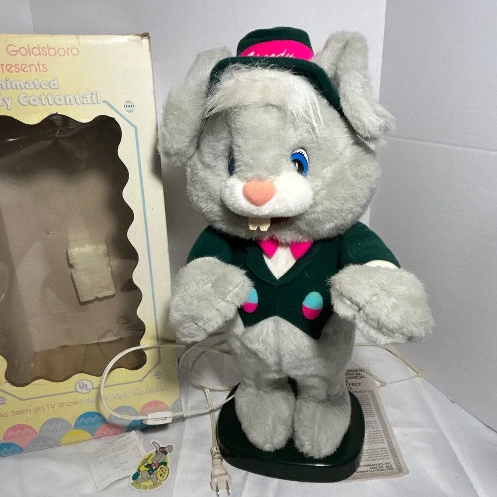 Vintage Goldsboro‎ Speedy Cottontail Animated Easter Bunny Rabbit Green Pink Hat